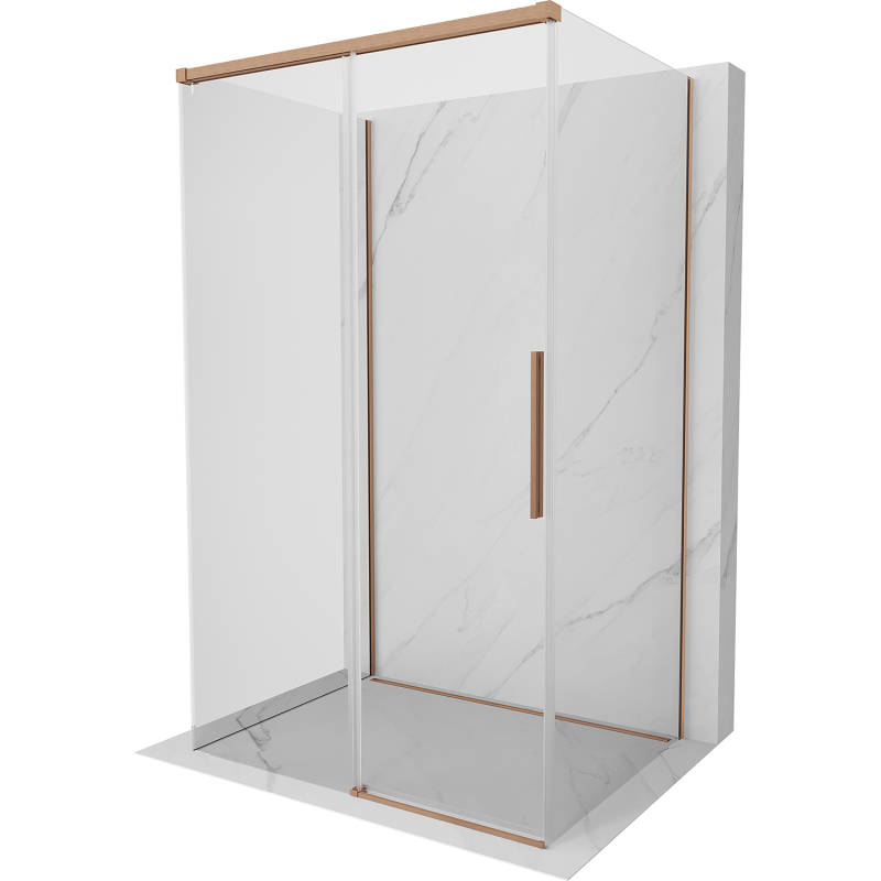Mexen Rox-3S cabine de douche à 3 parois coulissante 145 x 110 cm, transparent, cuivre brossé - 8C2-145-110-65-00-3S