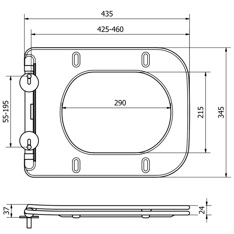 Mexen abattant à descente amortie slim, duroplast, blanc brillant - 39090100