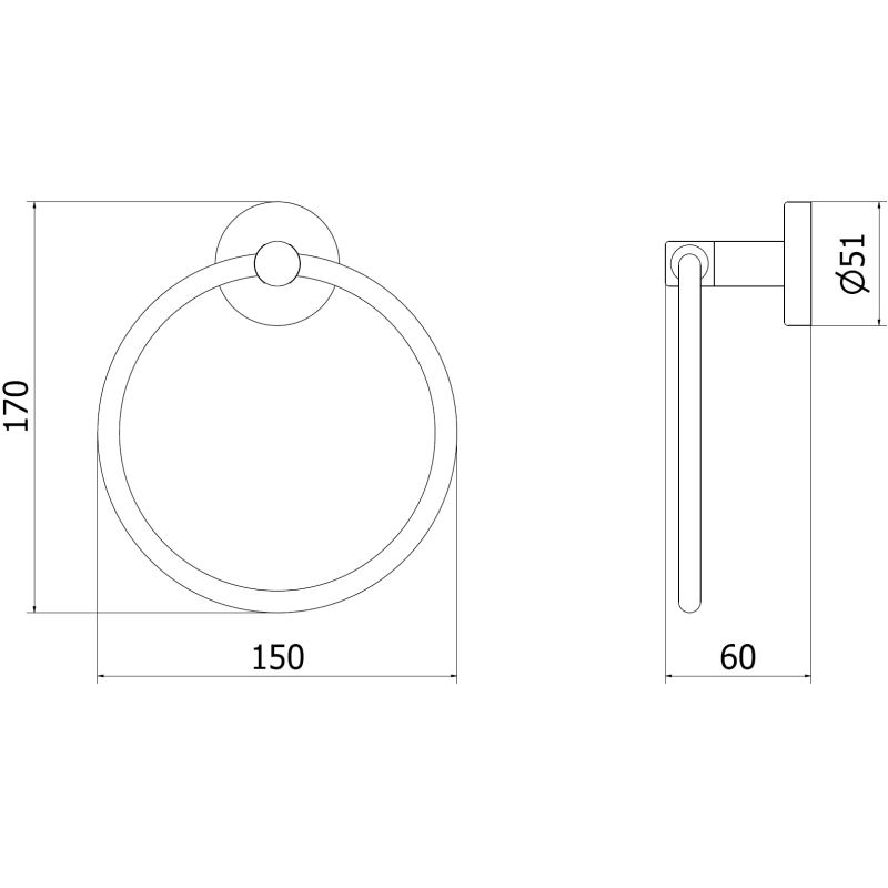Mexen Remo porte-serviette en cuivre brossé - 7050732-65