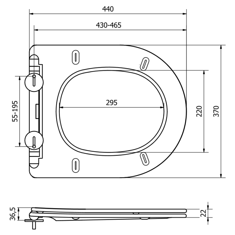Mexen abattant à descente lente slim, duroplast, noir mat - 39100185