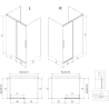 Mexen Rox-3S cabine de douche à 3 parois coulissante 135 x 85 cm, transparent, gris canon brossé - 8C2-135-085-66-00-3S