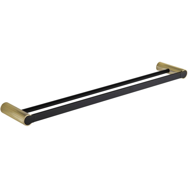 Mexen Base double porte-serviettes, Noir/Or - 7088225-57
