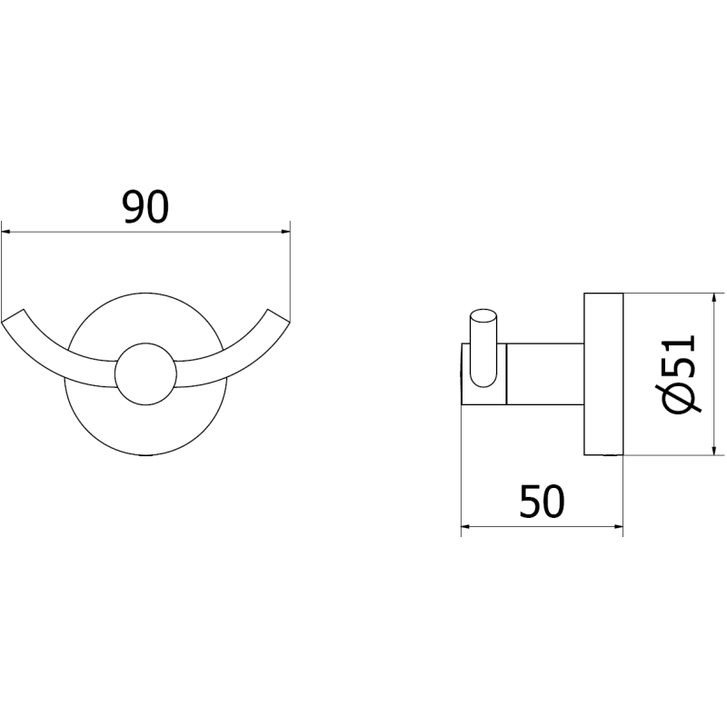 Mexen Remo crochet double pour serviette, chrome noir - 70507352-73
