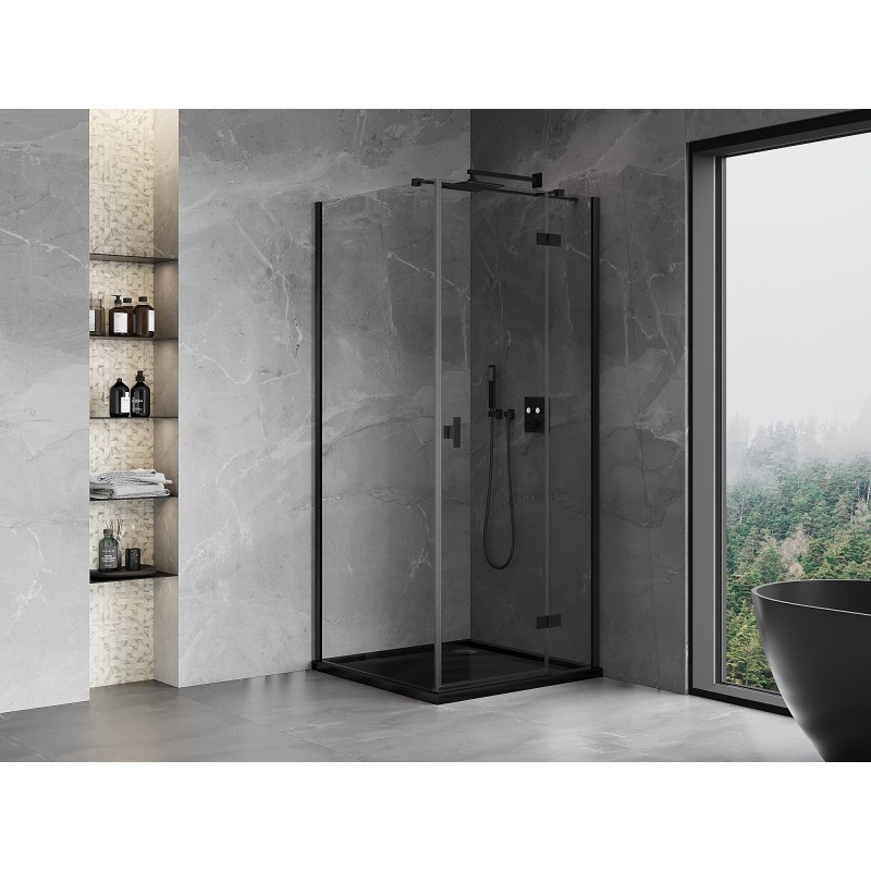Mexen Mist-H T cabine de douche pivotante droite 95 x 95 cm, transparent, noir - 8A5T-095-095-70-00-P