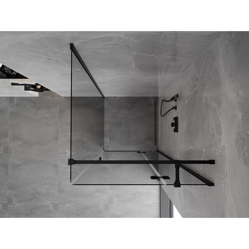 Mexen Mist-H T cabine de douche pivotante droite 110 x 110 cm, transparent, noire - 8A5T-110-110-70-00-P