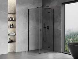 Mexen Mist-H T cabine de douche portes battantes droite 120 x 120 cm, transparent, noire - 8A5T-120-120-70-00-P