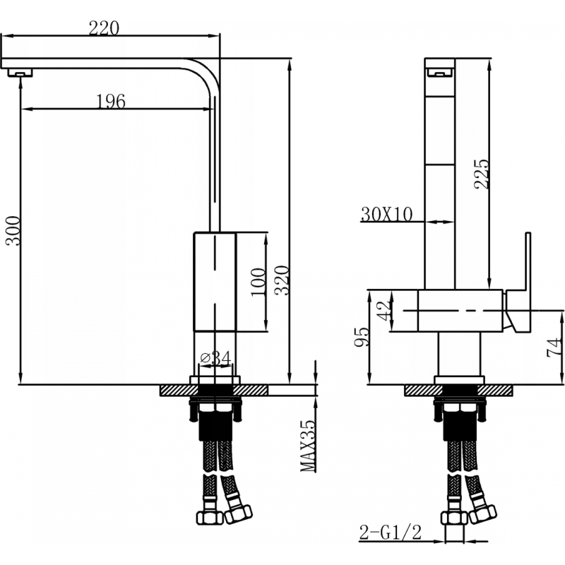 Mexen Liv robinet de cuisine, inox - 672100-99