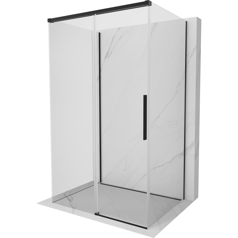 Mexen Rox-3S cabine de douche coulissante à 3 faces 115 x 80 cm, transparente, noire - 8C2-115-080-70-00-3S