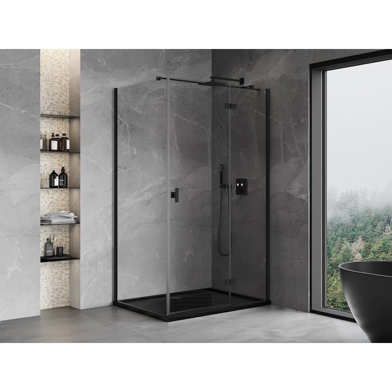 Mexen Mist-H T cabine de douche battante droite 120 x 90 cm, transparent, noir - 8A5T-120-090-70-00-P