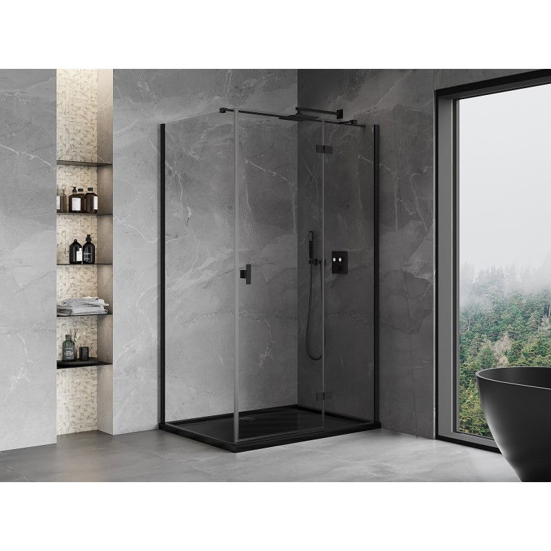 Mexen Mist-H T cabine de douche pivotante droit 110 x 95 cm, transparent, noir - 8A5T-110-095-70-00-P