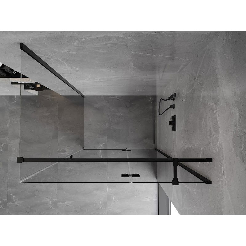 Mexen Mist-H T cabine de douche pivotante droite 75 x 100 cm, transparent, noir - 8A5T-075-100-70-00-P