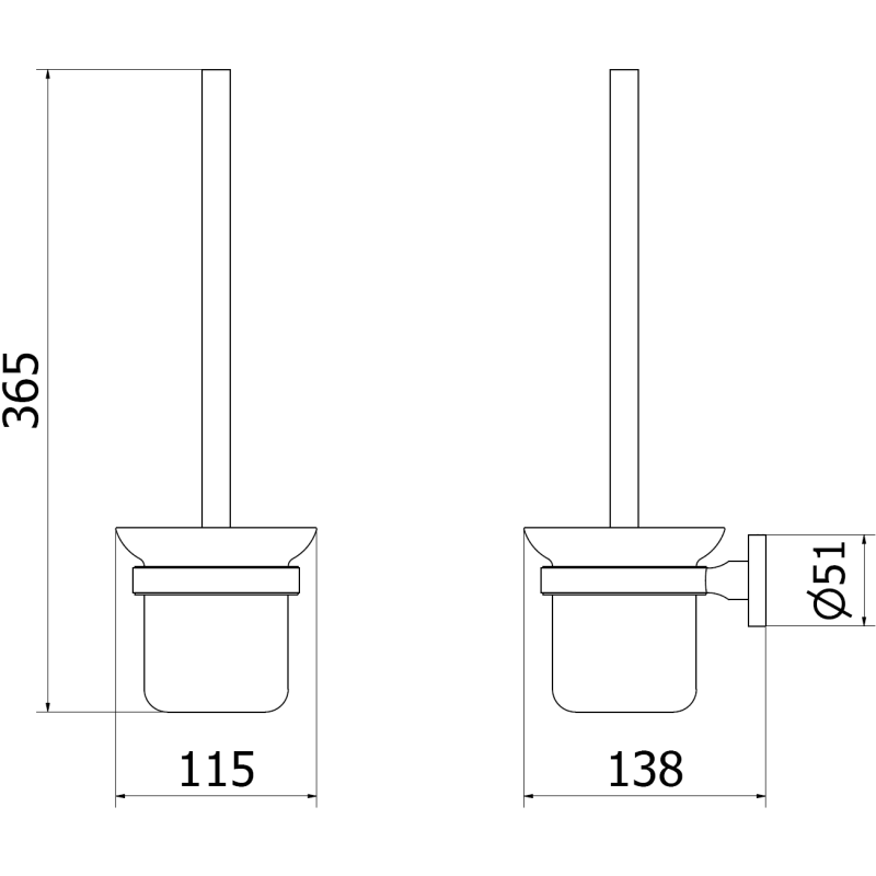 Mexen Remo brosse de toilette, chrome noir - 7050750-73