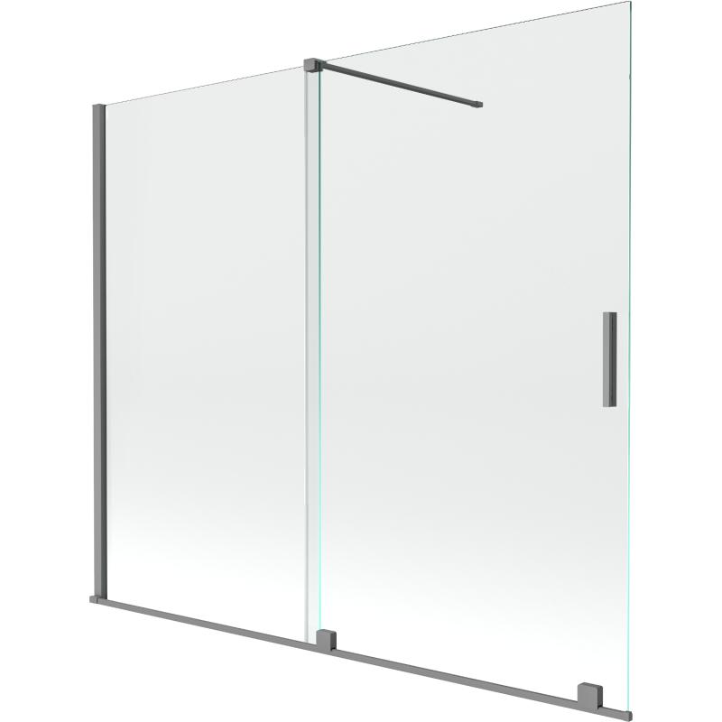 Mexen Velar paroi de baignoire 2 volets coulissants 180 x 150 cm, transparent, gun metal - 896-180-000-01-95