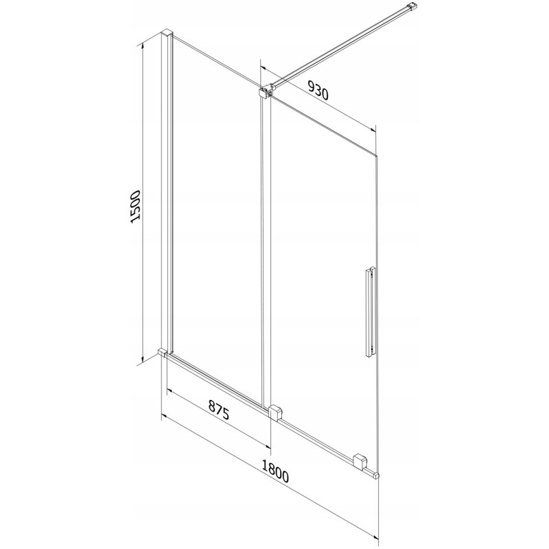 Mexen Velar paroi de douche 2 volets coulissants 180 x 150 cm, transparent, gun metal - 896-180-000-01-95