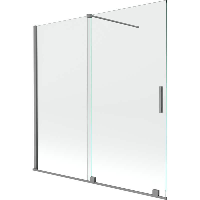 Mexen Velar paroi de baignoire coulissante à 2 vantaux 160 x 150 cm, transparent, métal gun - 896-160-000-01-95