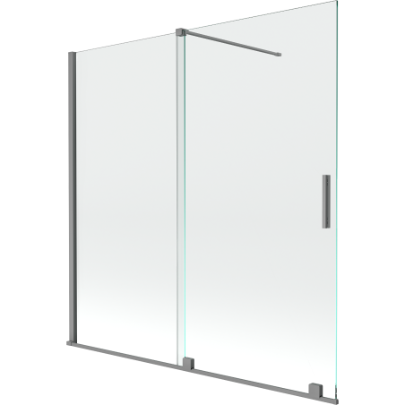 Mexen Velar paroi de baignoire coulissante à 2 vantaux 160 x 150 cm, transparent, métal gun - 896-160-000-01-95