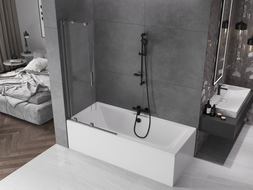 Mexen Velar paroi de douche pliante à 2 panneaux 90 x 150 cm, transparent, finition métal canon - 896-090-000-01-95