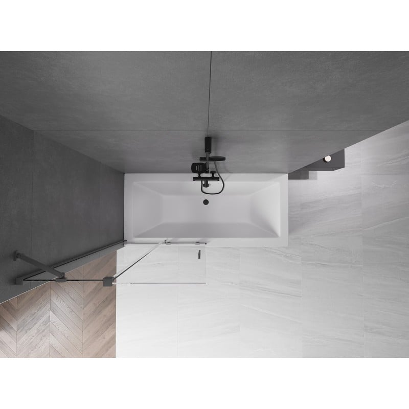 Mexen Velar paroi de douche pliante à 2 panneaux 90 x 150 cm, transparent, finition métal canon - 896-090-000-01-95