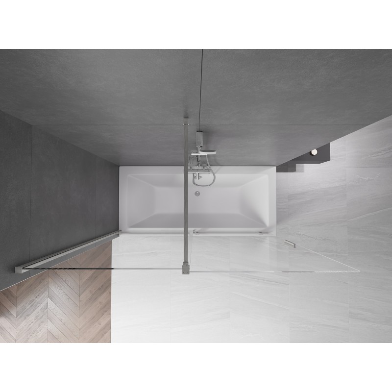 Mexen Velar paroi de baignoire à 2 panneaux coulissants 170 x 150 cm, transparent, nickel brossé - 896-170-000-01-97