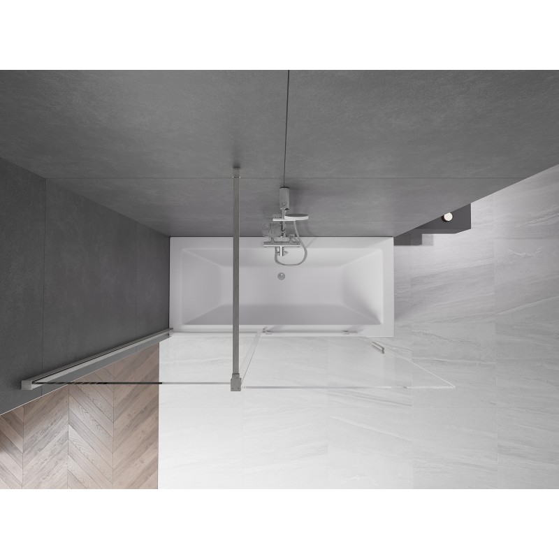 Mexen Velar paroi de baignoire coulissante à 2 panneaux 150 x 150 cm, transparent, nickel brossé - 896-150-000-01-97