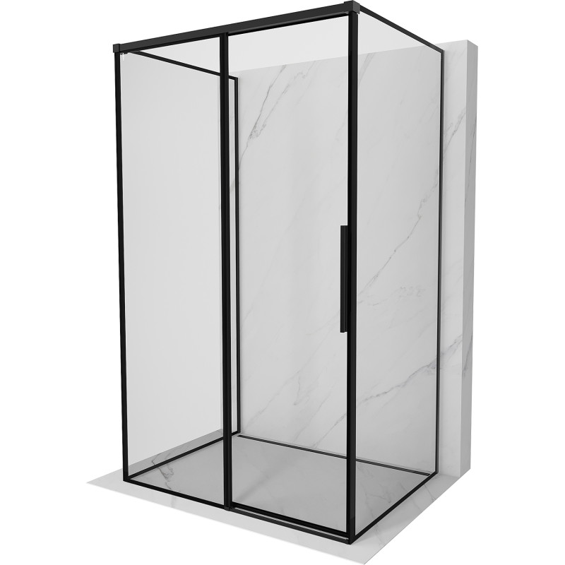 Mexen Rox-3S cabine de douche à 3 murs coulissante gauche 140 x 80 cm, cadre noir, noir - 8C2-140-080-70-70-3S-L