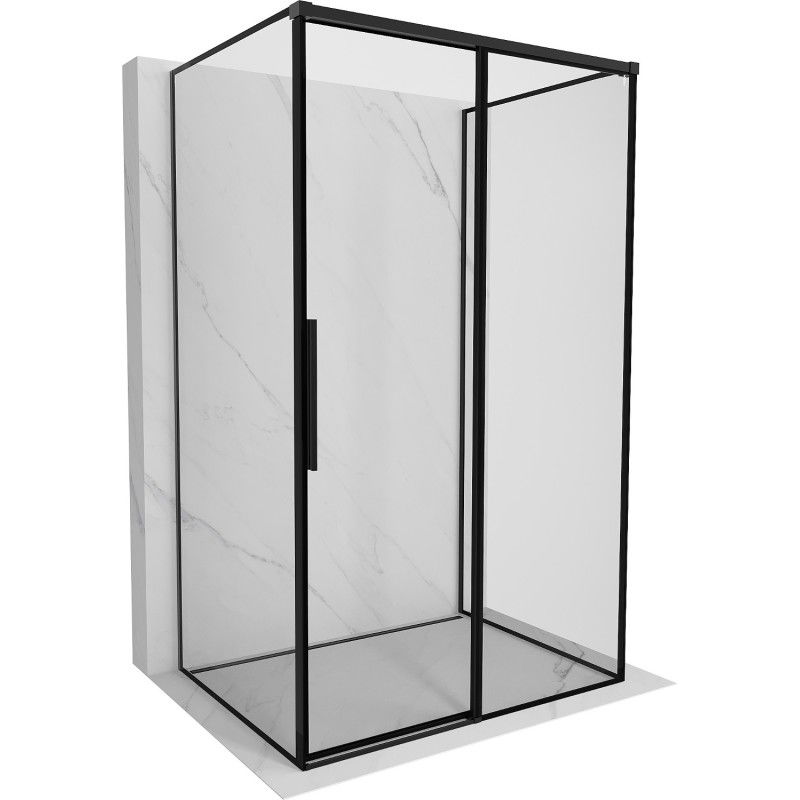 Mexen Rox-3S cabine de douche 3 parois coulissante droite 150 x 120 cm, cadre noir, noir - 8C2-150-120-70-70-3S-P