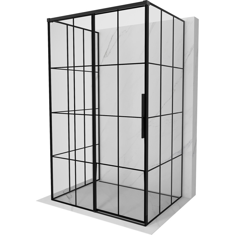 Mexen Rox-3S cabine de douche 3 parois coulissante gauche 155 x 90 cm, grille noire, noire - 8C2-155-090-70-77-3S-L