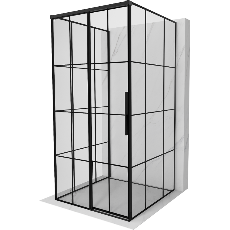 Mexen Rox-3S cabine de douche coulissante gauche 3 parois 95 x 95 cm, grille noire, noire - 8C2-095-095-70-77-3S-L