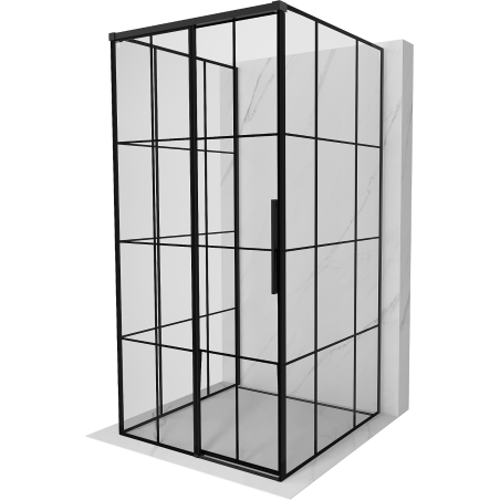Mexen Rox-3S cabine de douche coulissante gauche 3 parois 95 x 95 cm, grille noire, noire - 8C2-095-095-70-77-3S-L