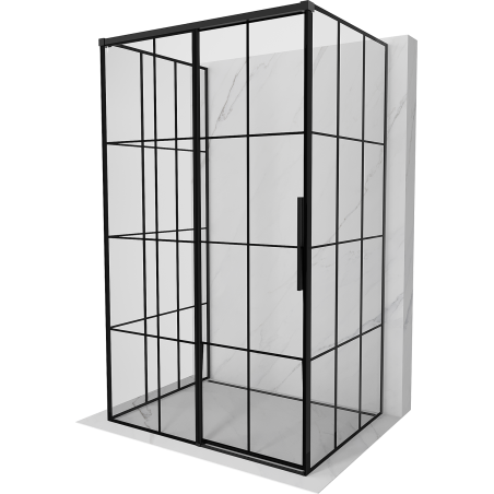 Mexen Rox-3S cabine de douche à 3 parois coulissante gauche 150 x 95 cm, grille noire, noire - 8C2-150-095-70-77-3S-L