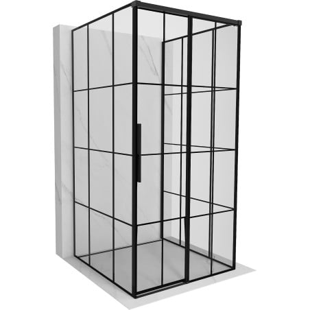 Mexen Rox-3S Cabine de douche à 3 parois coulissante droite 90 x 90 cm, grille noire, noire - 8C2-090-090-70-77-3S-P