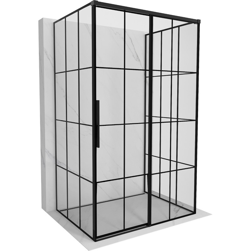 Mexen Rox-3S cabine de douche 3 parois coulissante droite 110 x 120 cm, grille noire, noir - 8C2-110-120-70-77-3S-P