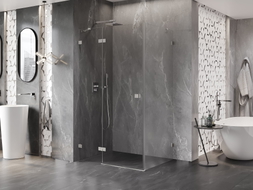 Mexen Lunar cabine de douche pivotante gauche 70 x 80 cm, transparent, nickel brossé - 834-070-080-97-00-L