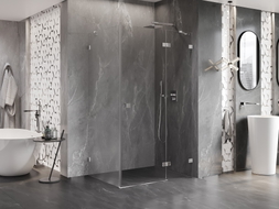 Mexen Lunar cabine de douche pivotante droite 80 x 90 cm, transparent, chrome - 834-080-090-01-00-P