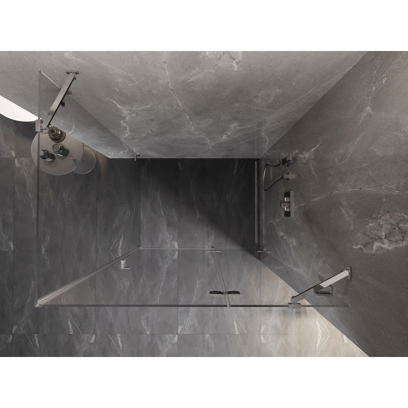 Mexen Lunar cabine de douche pivotante droite 80 x 90 cm, transparent, chrome - 834-080-090-01-00-P