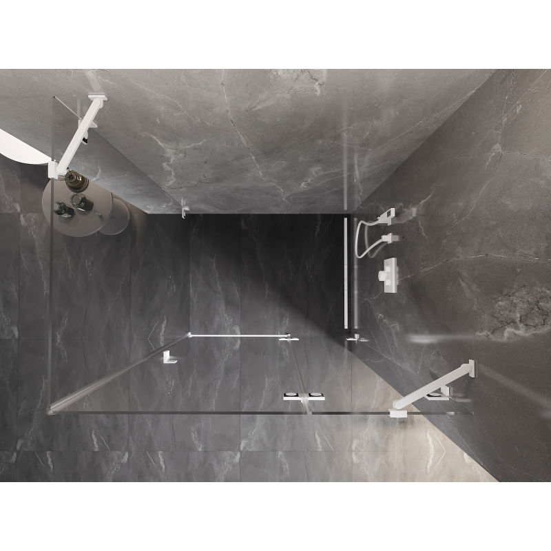 Mexen Lunar cabine de douche pivotante droite 85 x 90 cm, transparente, blanche - 834-085-090-20-00-P