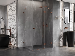 Mexen Lunar cabine de douche battante droite 70 x 80 cm, transparente, or rose - 834-070-080-60-00-P