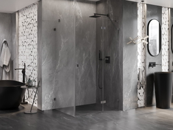 Mexen Lunar cabine de douche pivotante droite 75 x 80 cm, transparent, gris canon brossé - 834-075-080-66-00-P