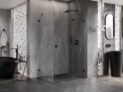 Mexen Lunar cabine de douche pivotante droite 75 x 80 cm, transparent, noir - 834-075-080-70-00-P