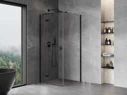 Mexen Mist-H T cabine de douche pivotante gauche 80 x 80 cm, transparent, noir - 8A5T-080-080-70-00-L