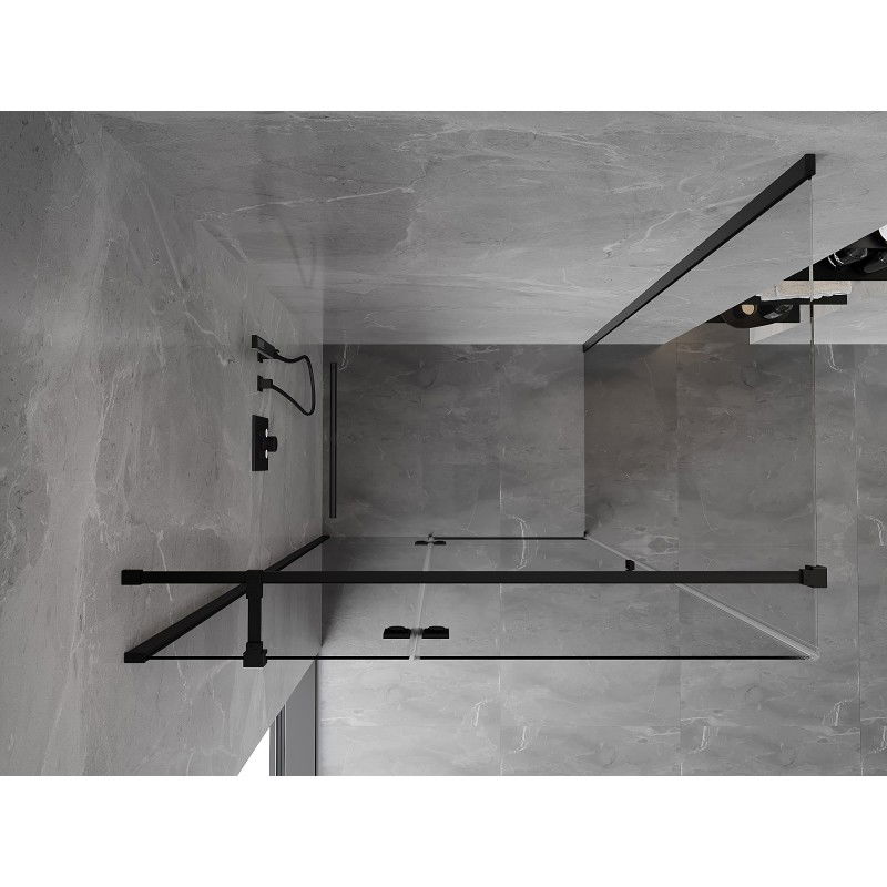 Mexen Mist-H T cabine de douche battante gauche 80 x 120 cm, transparent, noir - 8A5T-080-120-70-00-L