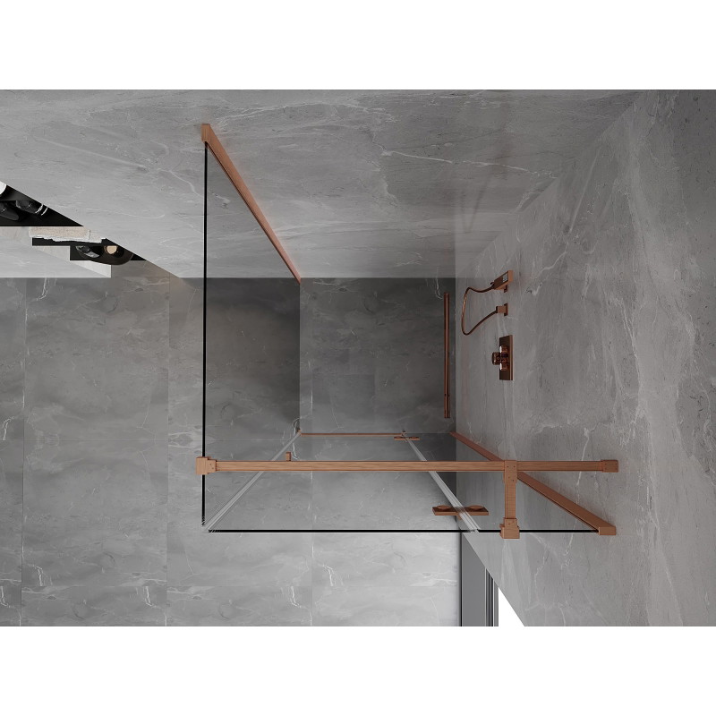 Mexen Mist-H T cabine de douche battante droite 70 x 70 cm, transparent, cuivre brossé - 8A5T-070-070-65-00-P