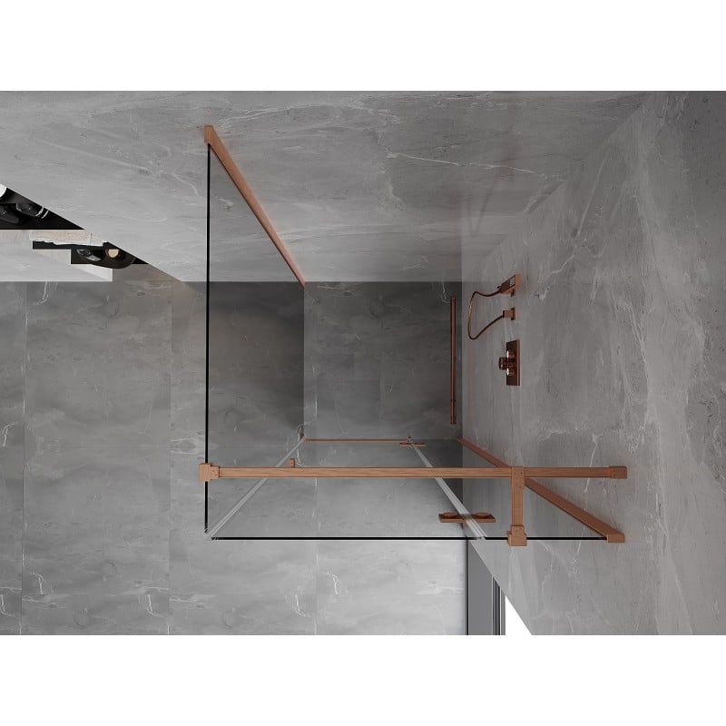 Mexen Mist-H T cabine de douche pivotante droite 85 x 85 cm, transparent, cuivre brossé - 8A5T-085-085-65-00-P