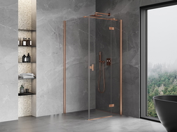 Mexen Mist-H T cabine de douche pivotante droite 120 x 120 cm, transparent, cuivre brossé - 8A5T-120-120-65-00-P