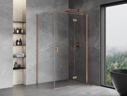 Mexen Mist-H T cabine de douche pivotante droite 120 x 90 cm, transparent, cuivre brossé - 8A5T-120-090-65-00-P