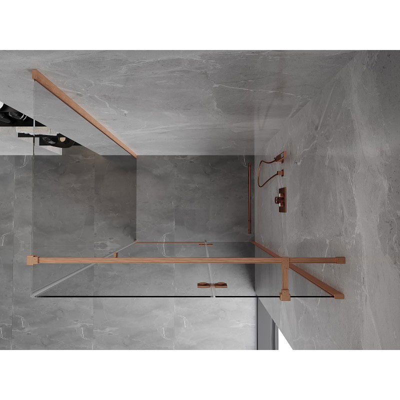 Mexen Mist-H T cabine de douche pivotante droite 80 x 100 cm, transparent, cuivre brossé - 8A5T-080-100-65-00-P