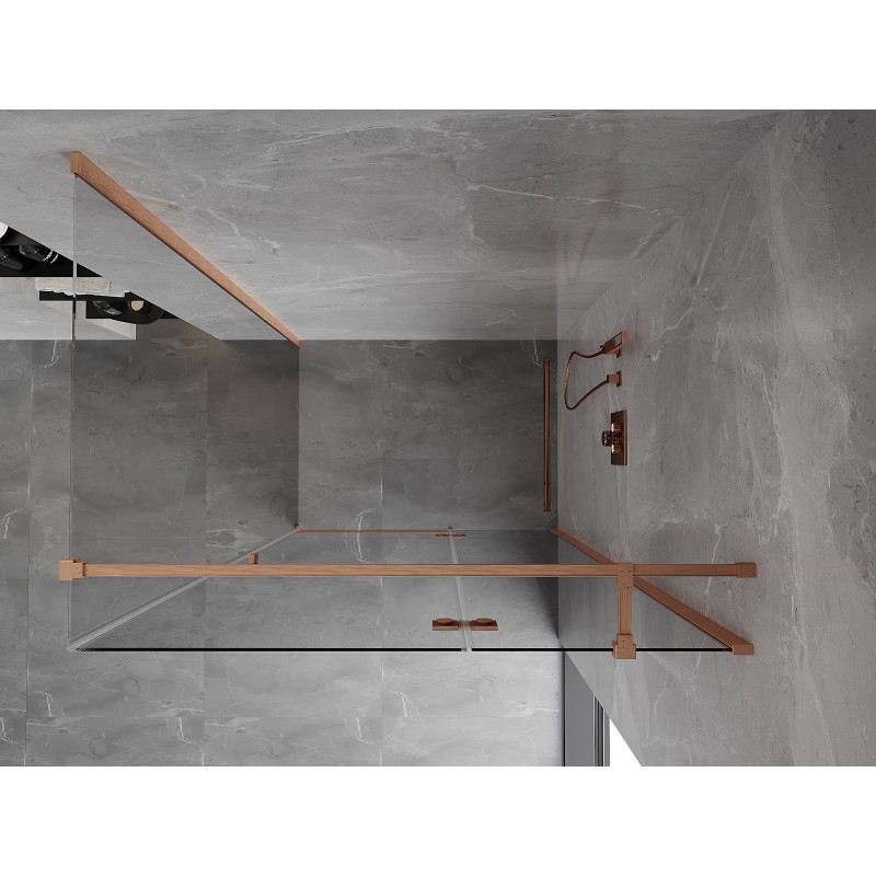 Mexen Mist-H T cabine de douche pivotante droite 110 x 100 cm, transparent, cuivre brossé - 8A5T-110-100-65-00-P