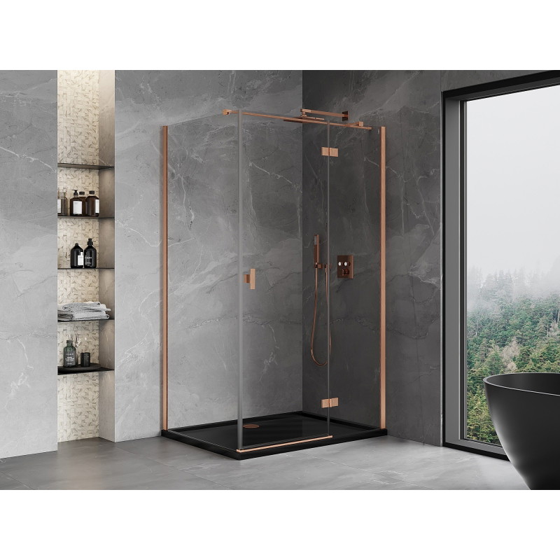 Mexen Mist-H T cabine de douche pivotante droite 110 x 100 cm, transparent, cuivre brossé - 8A5T-110-100-65-00-P