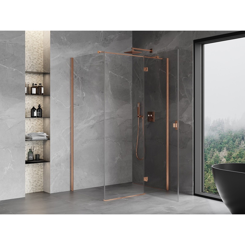 Mexen Mist-H T cabine de douche pivotante droite 110 x 100 cm, transparent, cuivre brossé - 8A5T-110-100-65-00-P