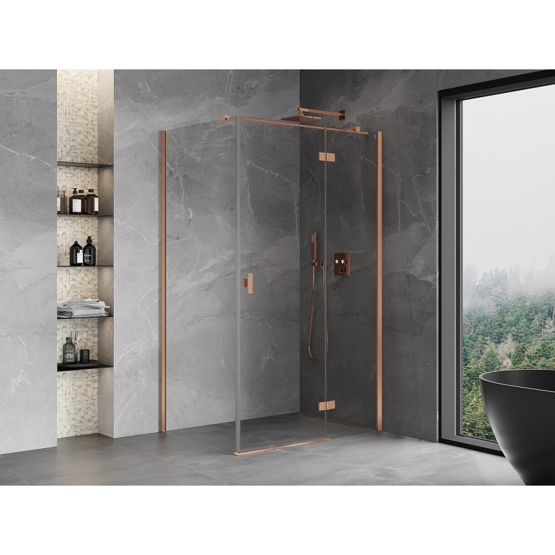 Mexen Mist-H T cabine de douche pivotante droite 110 x 100 cm, transparent, cuivre brossé - 8A5T-110-100-65-00-P